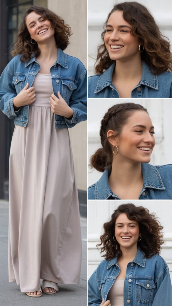 Maxi Dress with Denim Jacket