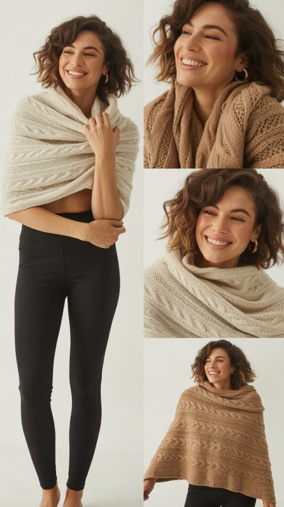  Knit Poncho Over Fitted Basics