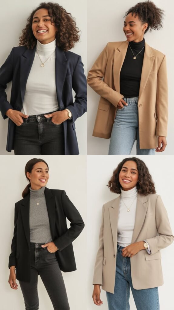  Blazer with Jeans and Turtleneck