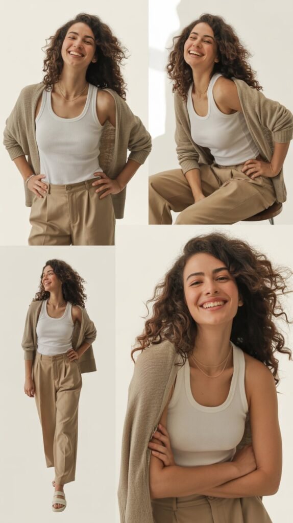  Tank Top Layered with Cardigan