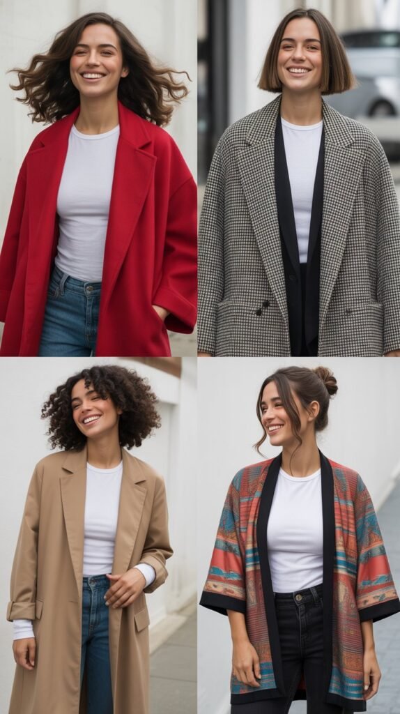 Statement Coat Over Simple Base