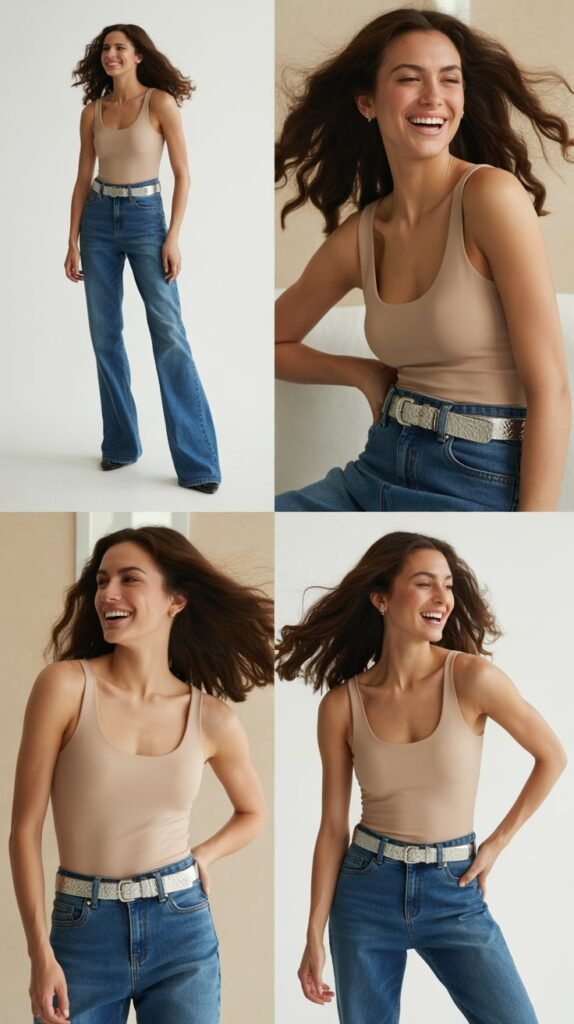 Bootcut Jeans With Bodysuit And Statement Belt