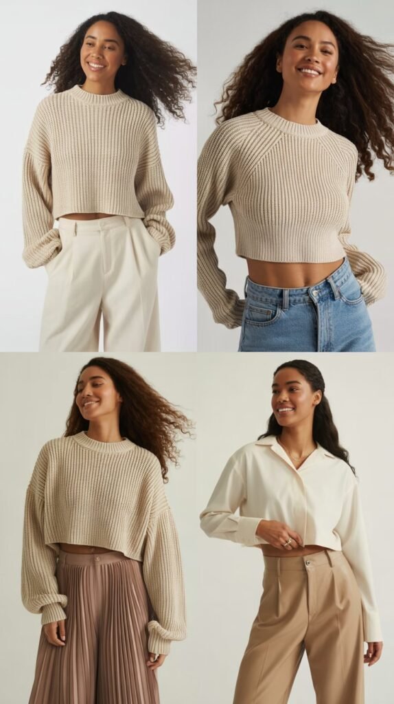  Cropped Sweater with High-Waisted Bottoms