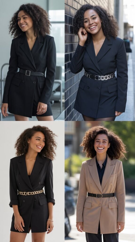 Blazer Dress with Statement Belt