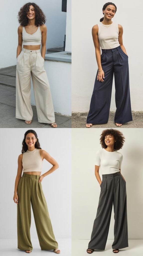 High-Waisted Wide-Leg Trousers