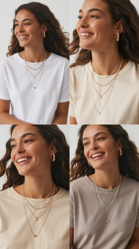  Layered Necklaces with Simple Tees