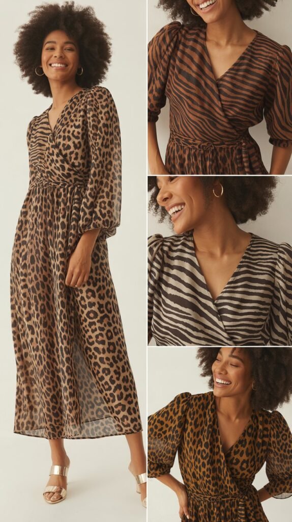 Wrap Dress with Animal Print