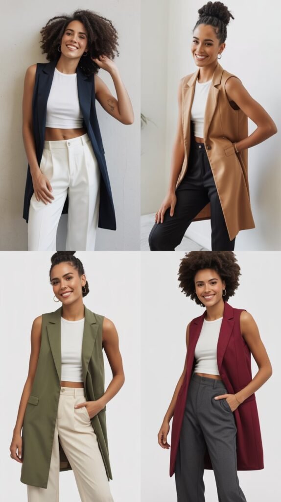 Cropped Pants with Longline Vest