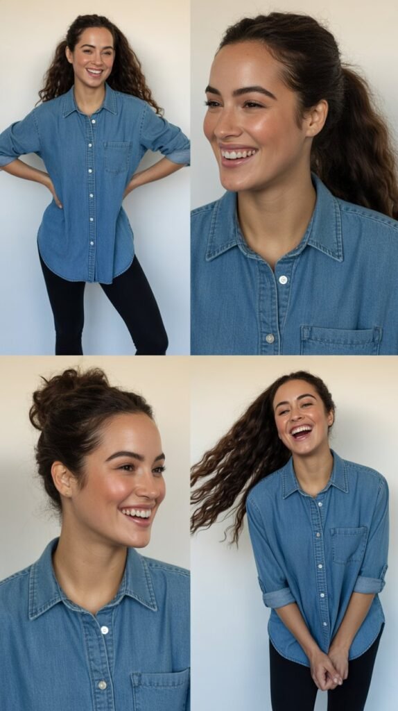 Chambray Shirt with Leggings