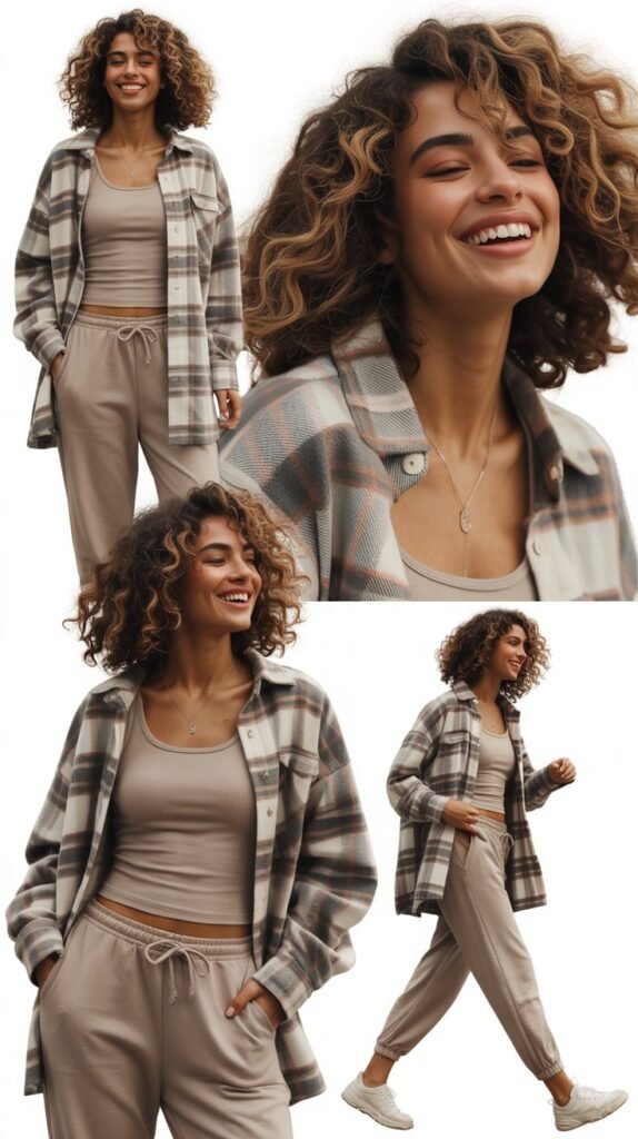  Flannel Shirt with Tank and Joggers
