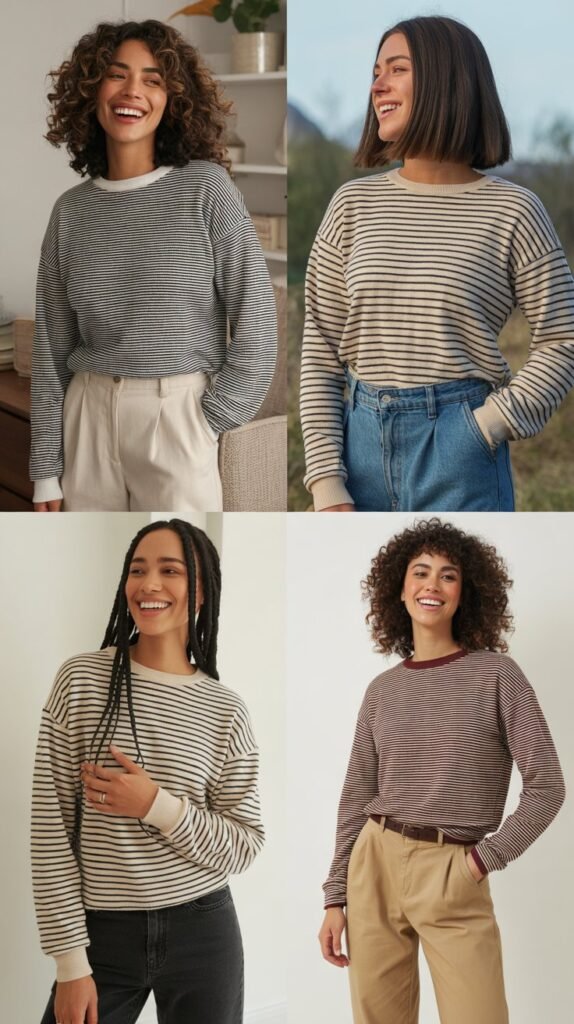 Striped Sweater with Neutral Bottoms