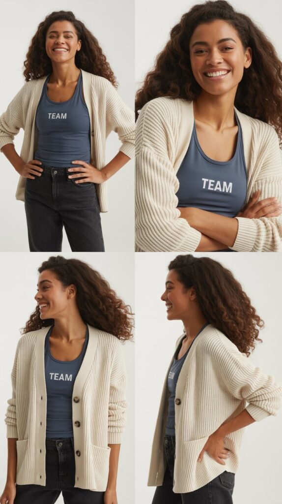 Cardigan Over Team Tank