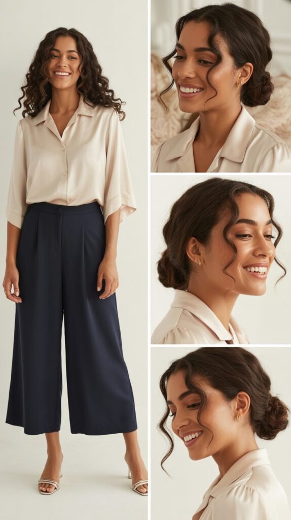 Culottes with Silk Blouse