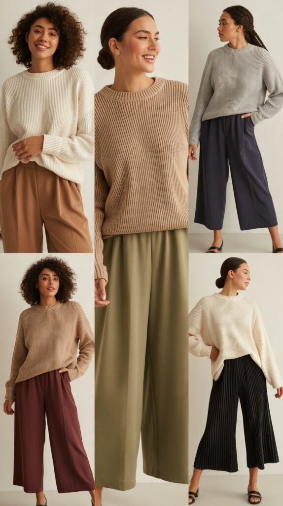 Fitted Sweater with Culottes