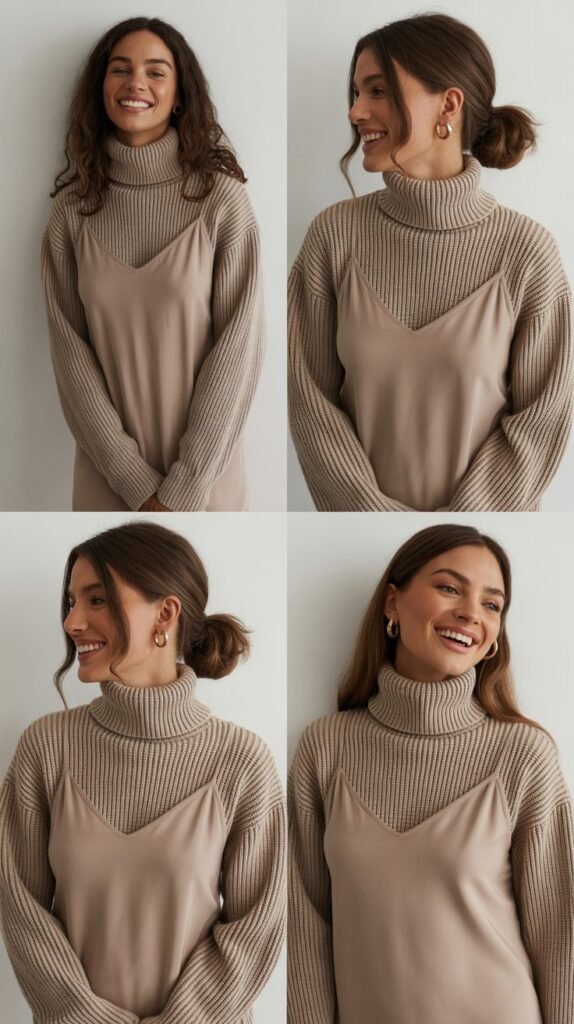 Turtleneck Under Slip Dress