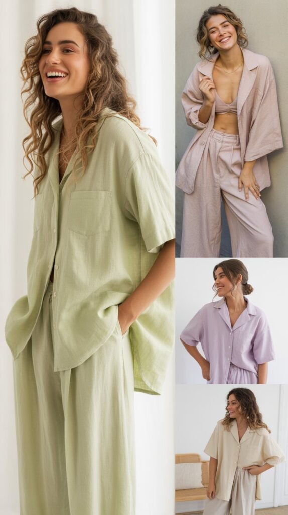 Linen Co-Ord Sets in Pastel Shades