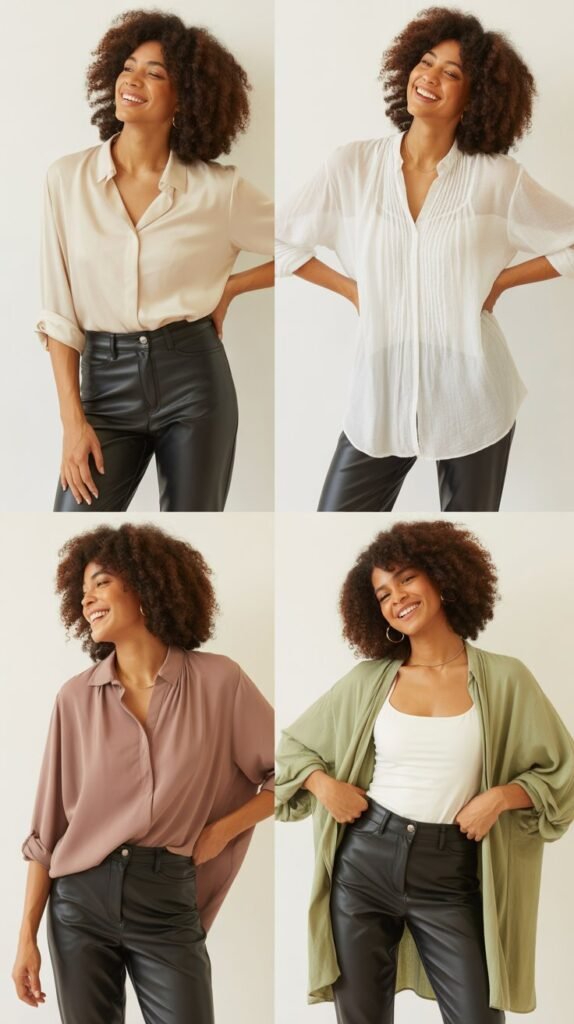 Leather Pants with Flowy Top