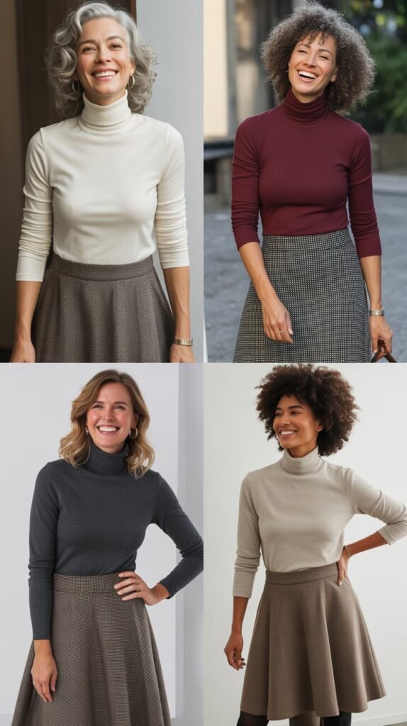 Turtleneck with A-Line Skirt