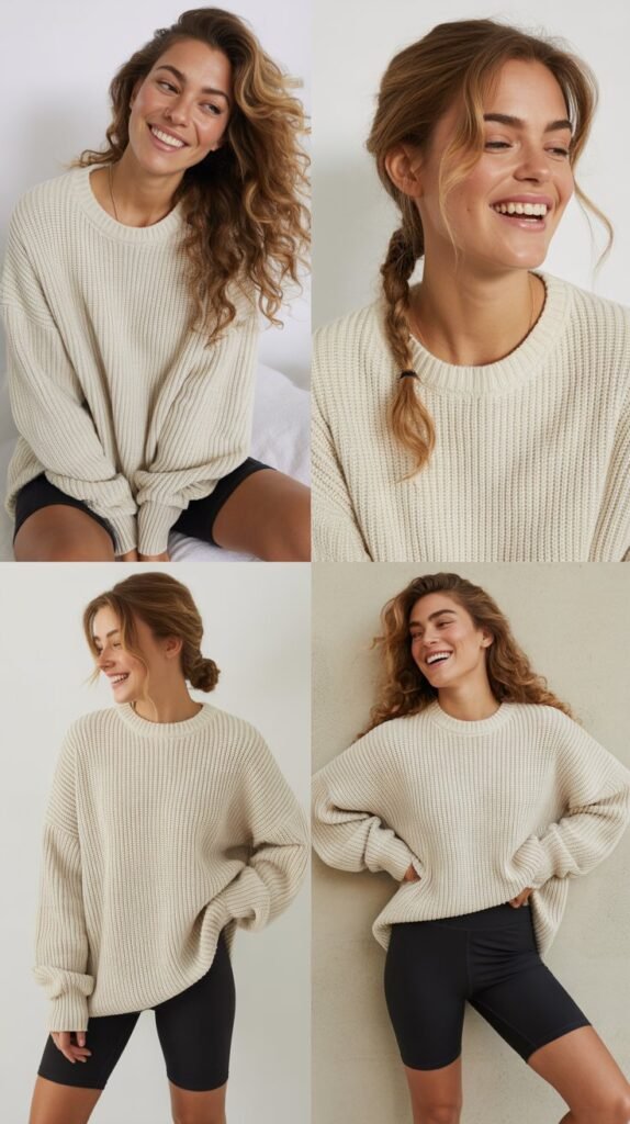 Oversized Sweater with Bike Shorts