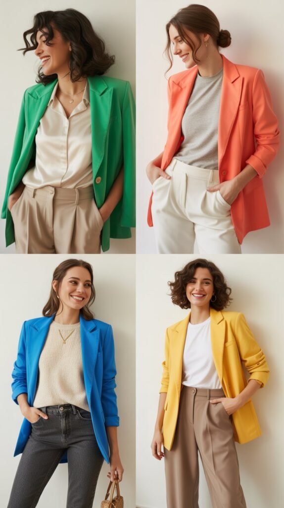 Bright Colored Blazers with Neutral Basics