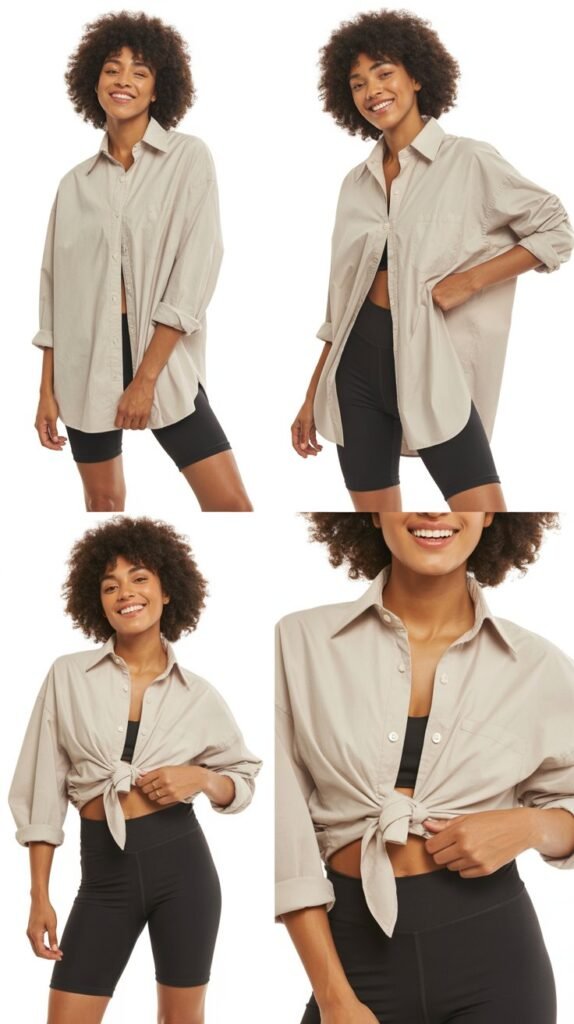  Oversized Button-Down with Bike Shorts