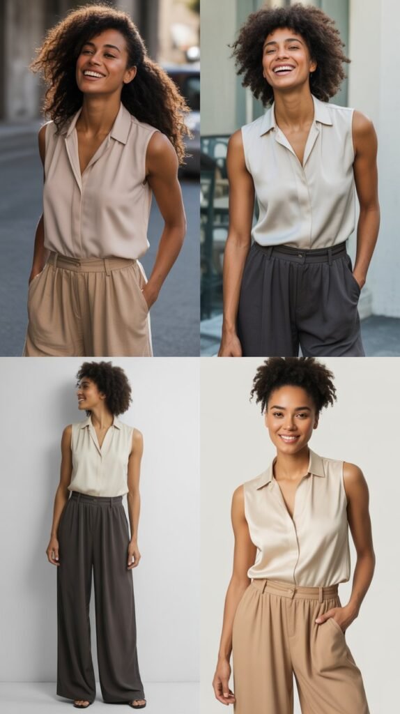 Palazzo Pants with Sleeveless Blouse