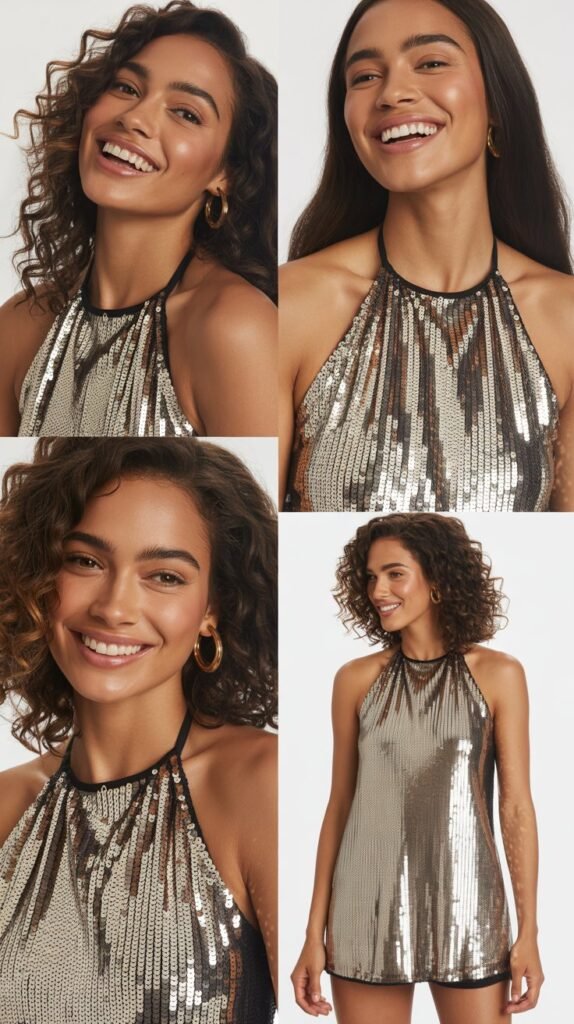  Sequined Halter Top