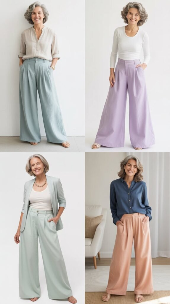 Wide-Leg Trousers in Spring Fabrics