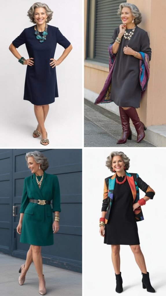 Shift Dress with Statement Accessories