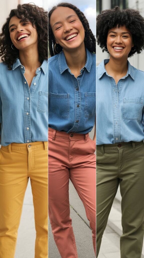  Chambray Shirt with Colored Chinos