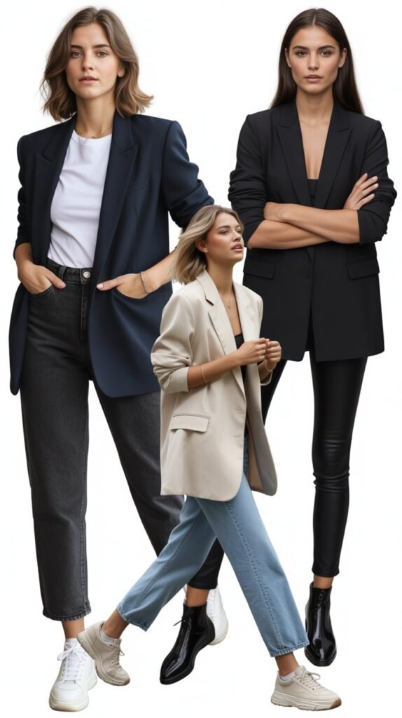  Blazer, Jeans, and Sneakers Ensemble