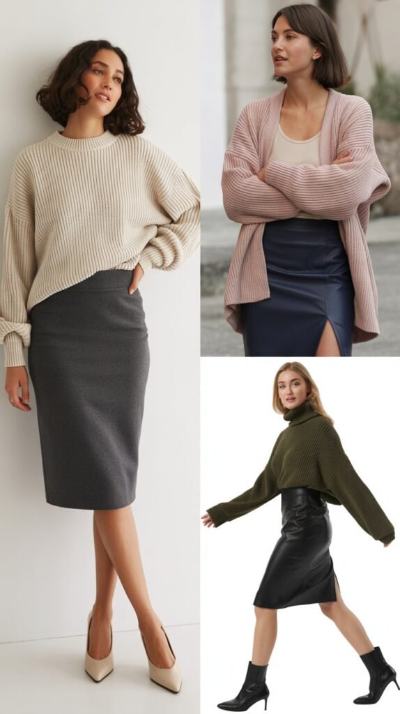 Pencil Skirt with Oversized Sweater