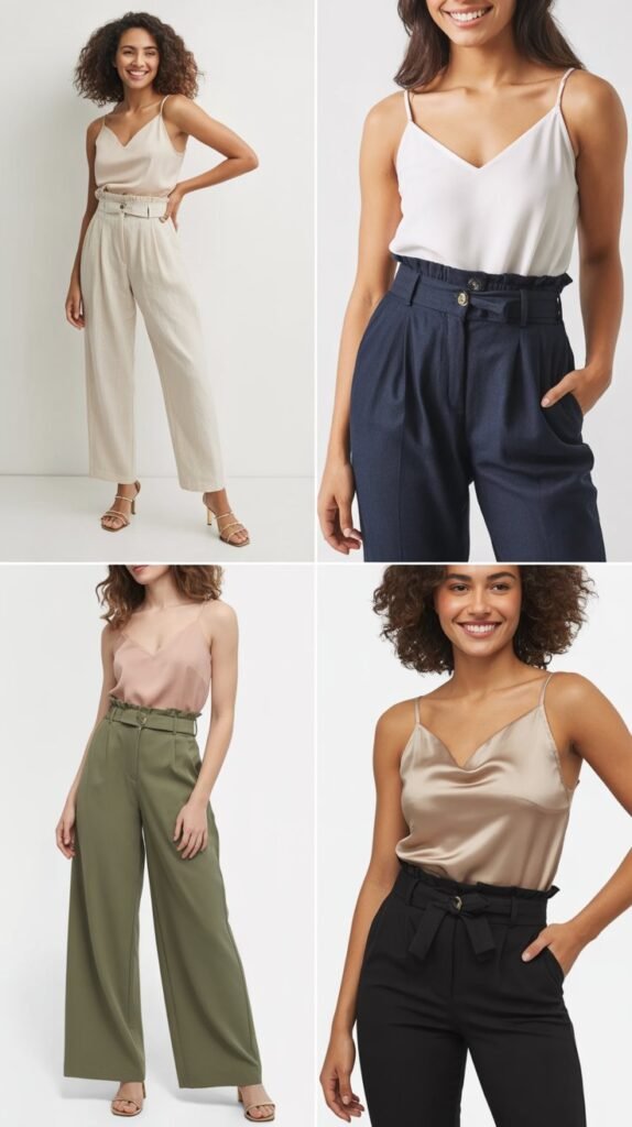 Paperbag Waist Pants with Camisole