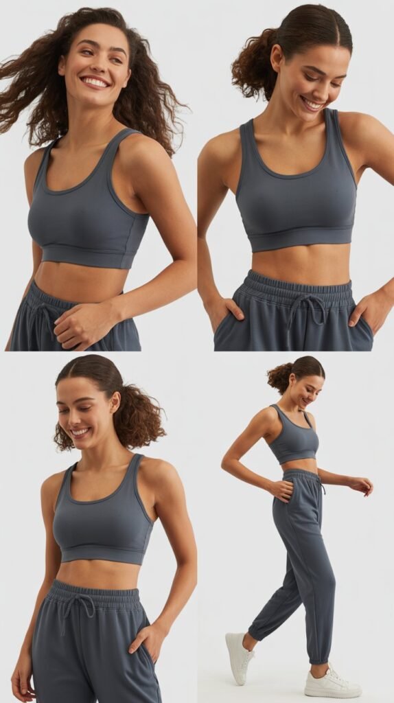 Athleisure Set with Longline Sports Bra and Joggers