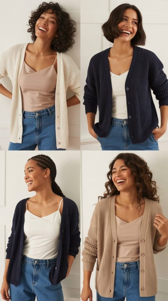 Cardigan and Cami with Trouser Jeans