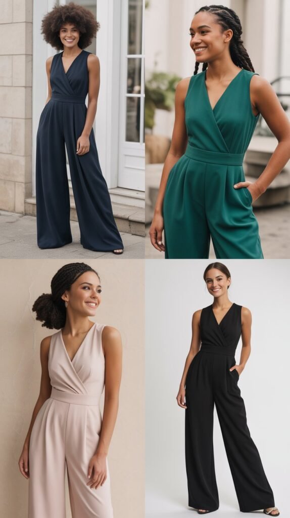 Jumpsuit with Defined Waist and Wide Legs