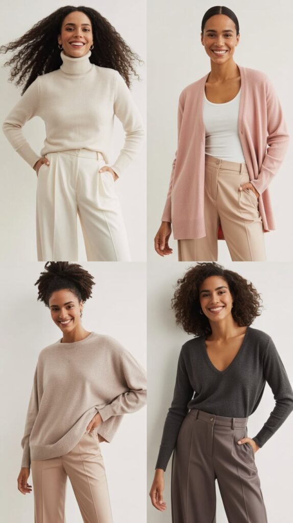 Cashmere Sweater Set with Tailored Pants