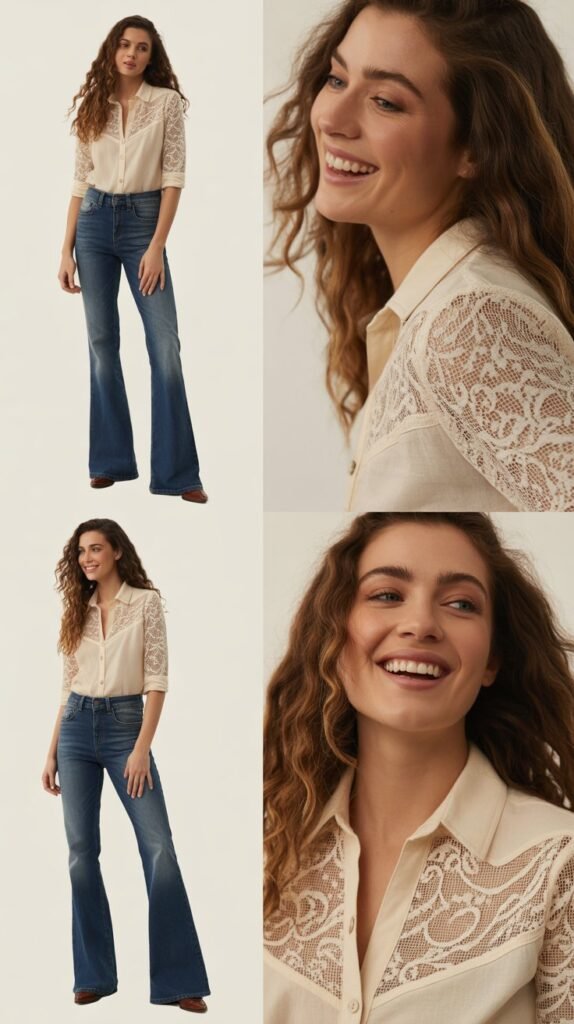 Bootcut Jeans With Lace Western Top