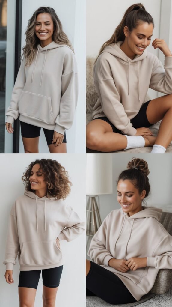 Oversized Hoodie and Biker Shorts