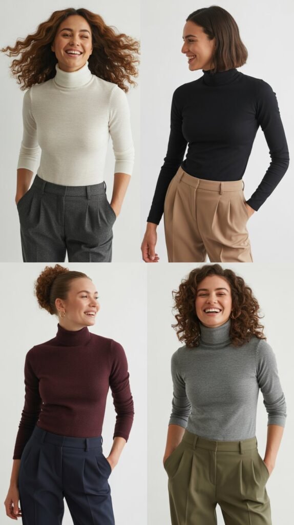 Turtleneck Sweater with Tailored Trousers