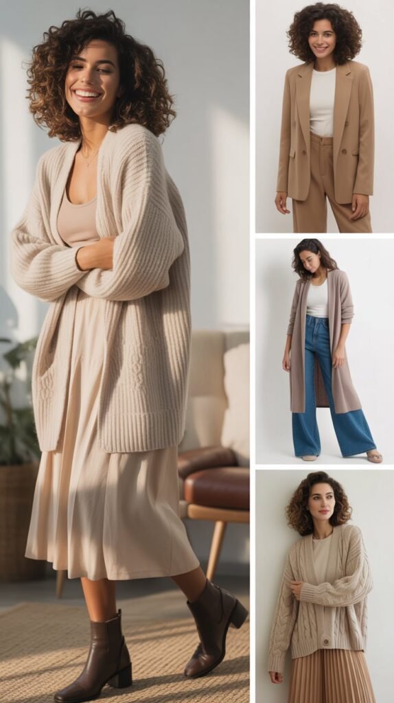 Cardigan as Outerwear with Coordinated Separates
