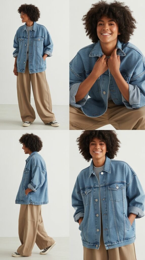 Oversized Denim Jacket with Baggy Pants