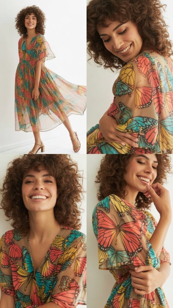  Butterfly Print Dress
