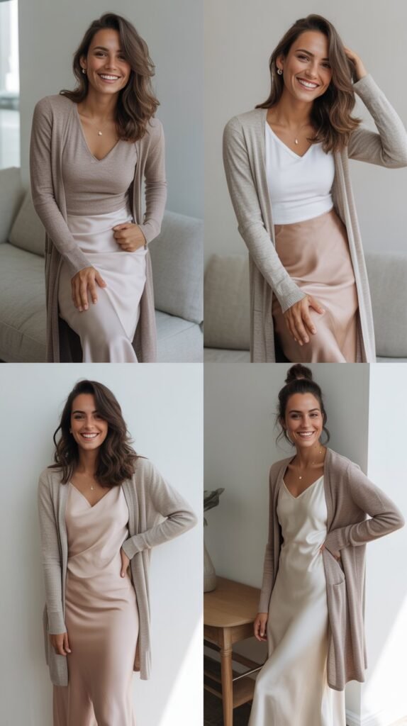 Longline Cardigan with Slip Skirt