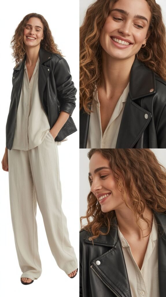 Leather Jacket with Soft Fabrics
