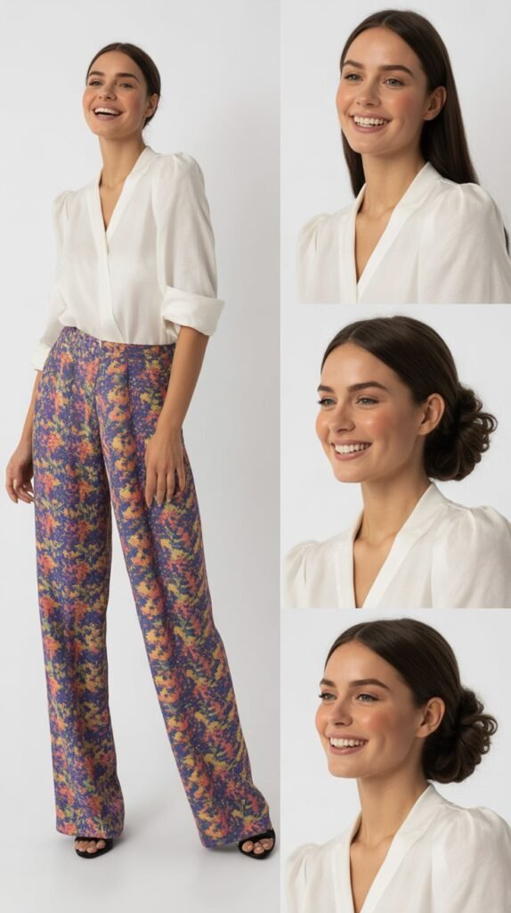 Printed Pants with Solid Top