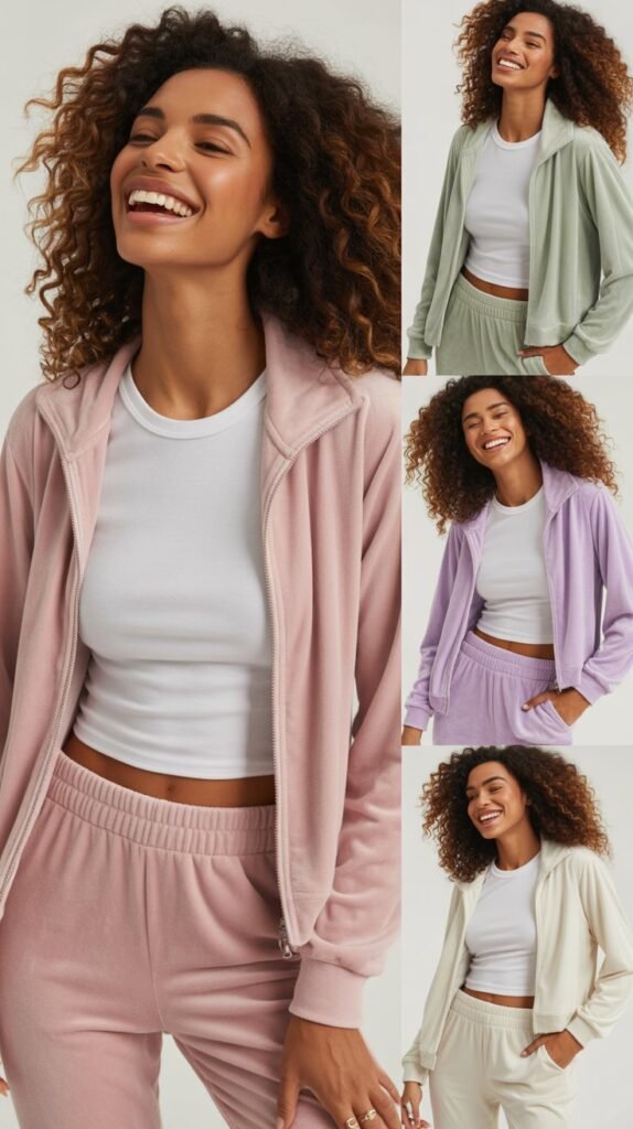 Velour Tracksuit with Baby Tee Combo