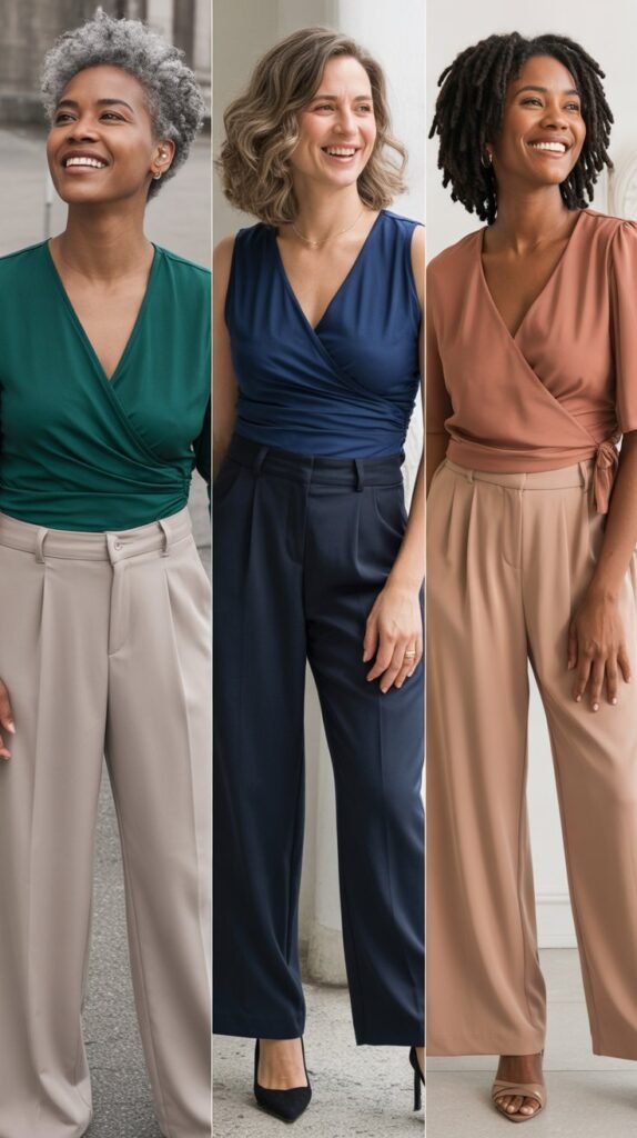  Wrap Top with Ankle-Length Pants