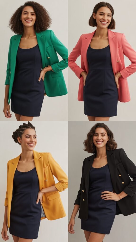  Tailored Sheath Dress with Statement Blazer