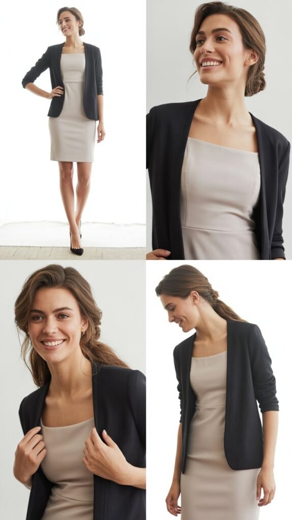  Sheath Dress with Structured Cardigan